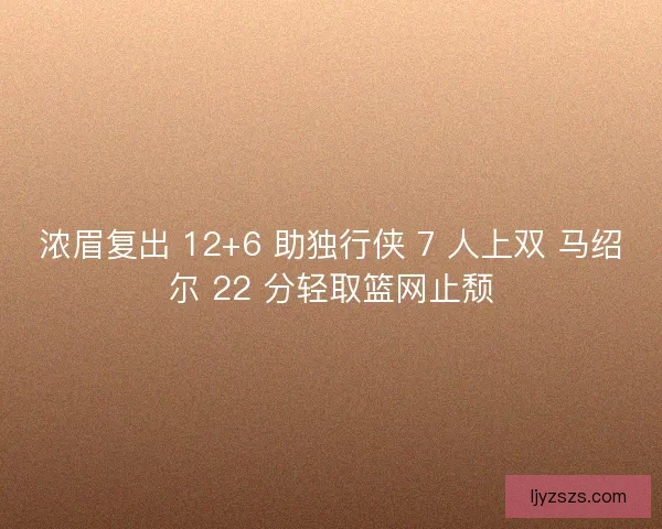 浓眉复出 12+6 助独行侠 7 人上双 马绍尔 22 分轻取篮网止颓