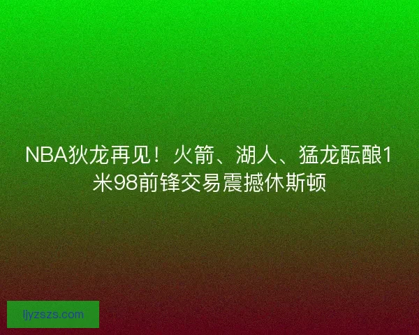 NBA狄龙再见!火箭、湖人、猛龙酝酿1米98前锋交易震撼休斯顿 NBA狄龙再见!火箭、湖人、猛龙酝酿1米98前锋交易震撼休斯顿
